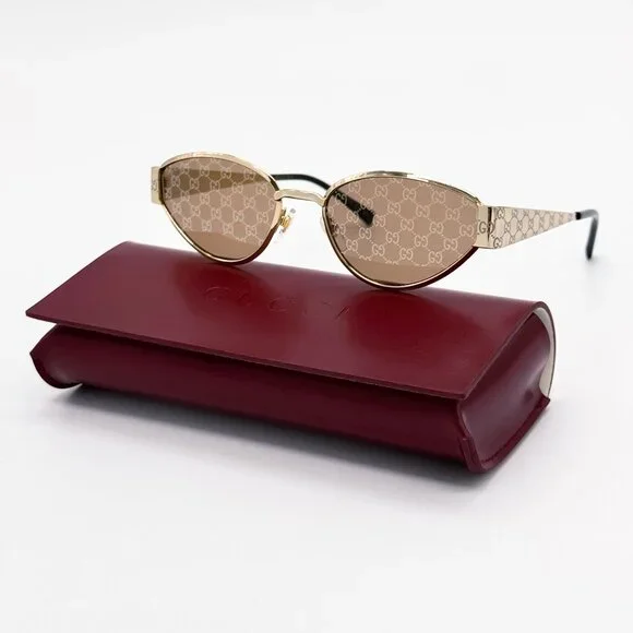 NEW GUCCI SUNGLASSES GOLD WOMEN CAT EYE EYEWEAR GUCCI GG1853S 003 - Picture 2 of 14